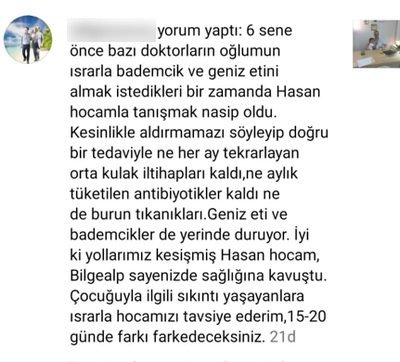 Çocuk Allerji ve Astım Kliniği hasta ailesi mesajı 1