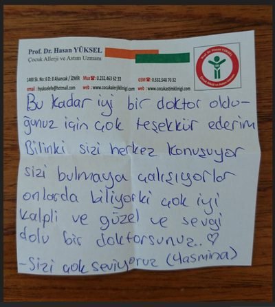 Çocuk Allerji ve Astım Kliniği hasta ailesi mesajı 6