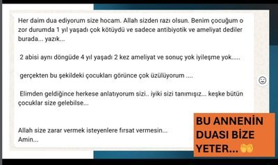 Çocuk Allerji ve Astım Kliniği hasta ailesi mesajı 9