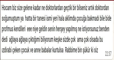 Çocuk Allerji ve Astım Kliniği hasta ailesi mesajı 11