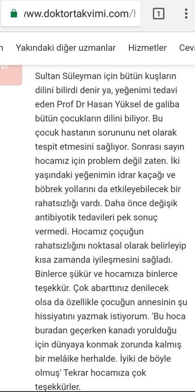 Çocuk Allerji ve Astım Kliniği hasta ailesi mesajı 15